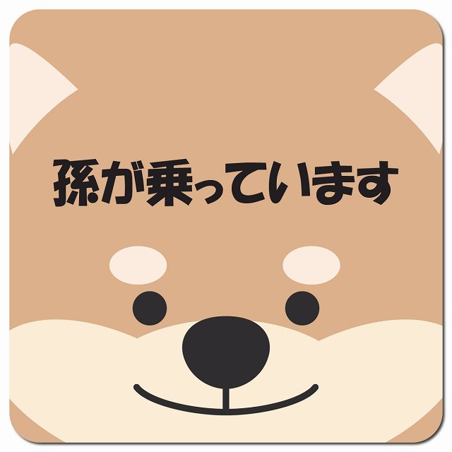 孫が乗っています おでこ いぬ 車用 マグネット 13x13cm 正方形