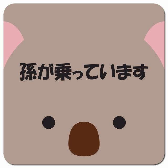 孫が乗っています おでこ こあら 車用 マグネット 13x13cm 正方形