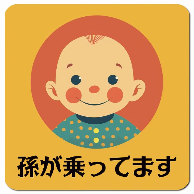 赤ちゃんが乗ってます A10タイプ 車用 マグネット 13x13cm 正方形