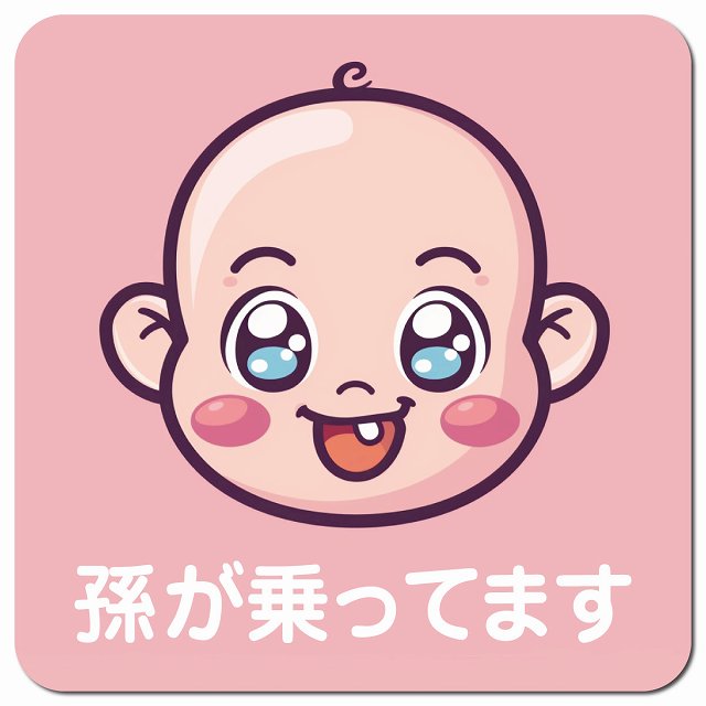 baby in car B6タイプ 車用 マグネット 13x13cm 正方形