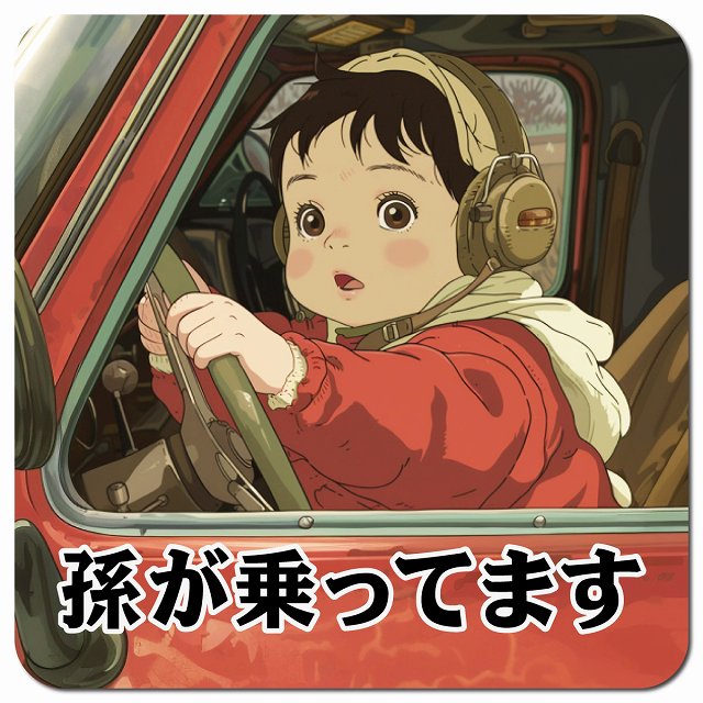 baby in car C6タイプ 車用 マグネット 13x13cm 正方形