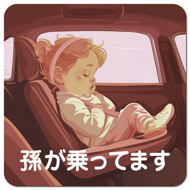 baby in car C7タイプ 車用 マグネット 13x13cm 正方形