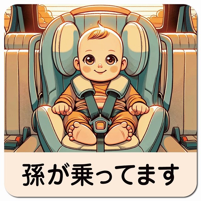 赤ちゃんが乗ってます E1タイプ 車用 マグネット 13x13cm 正方形