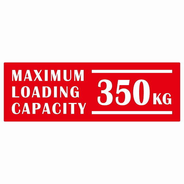 最大積載量 Maximum Loading Capacity 英語表記 レッド 350kg ステッカー 15x5cm
