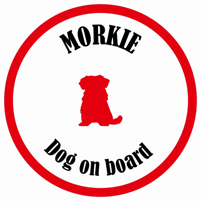 カラフル Dog on board 丸型 マルーキー ホワイト&レッド 直径13cm