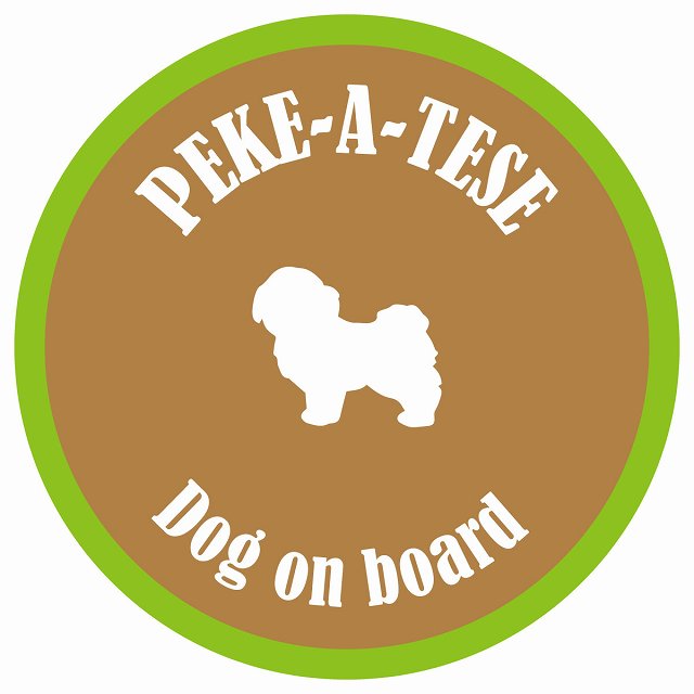 カラフル Dog on board 丸型 マルペキ ブラウン&グリーン 直径13cm