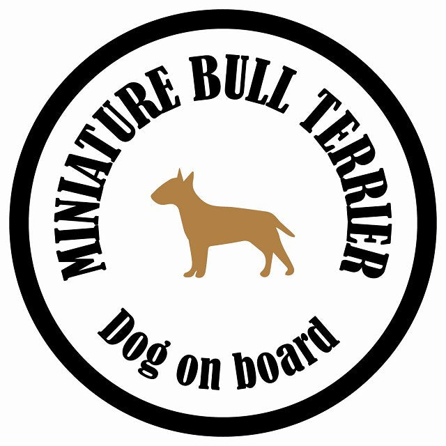 カラフル Dog on board 丸型 ミニチュアブルテリア ホワイト&ブラック 直径13cm