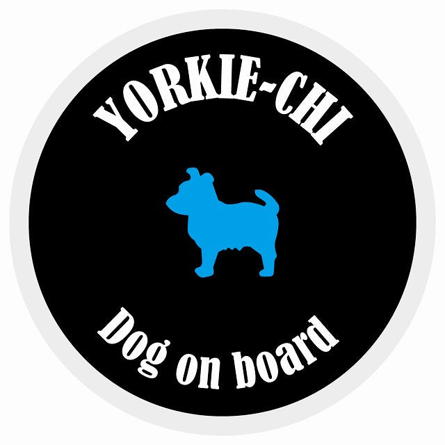 カラフル Dog on board 丸型 ヨーチー ブラック&ホワイト 直径13cm