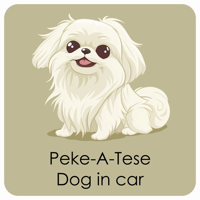 Peke-A-Tese マルペキ DOG IN CAR パステル くすみカラー スタイル アニメ風 ステッカー 13x13cm 正方形