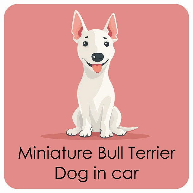 Miniature Bull Terrier ミニチュアブルテリア DOG IN CAR パステル くすみカラー スタイル アニメ風 ステッカー 13x13cm 正方形