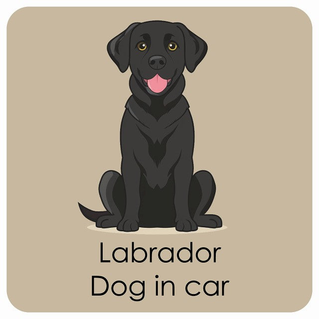 Labrador ラブラドール DOG IN CAR パステル くすみカラー スタイル アニメ風 ステッカー 13x13cm 正方形