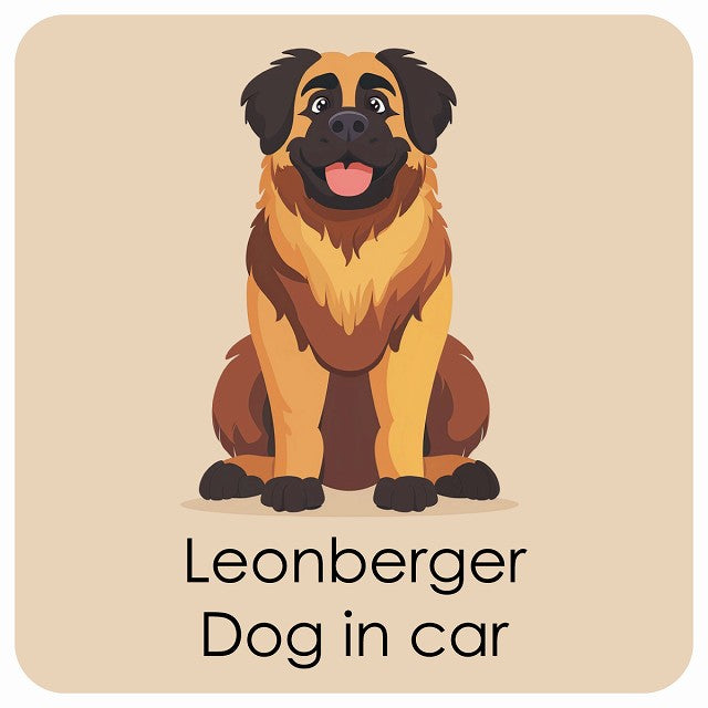 Leonberger レオンベルガー DOG IN CAR パステル くすみカラー スタイル アニメ風 ステッカー 13x13cm 正方形