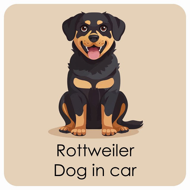 Rottweiler ロットワイラー DOG IN CAR パステル くすみカラー スタイル アニメ風 ステッカー 13x13cm 正方形