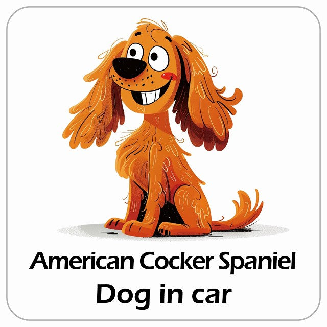 American Cocker Spaniel アメリカンコッカースパニエル DOG IN CAR アメリカン カートゥーン スタイル アニメ風 ステッカー 13x13cm 正方形