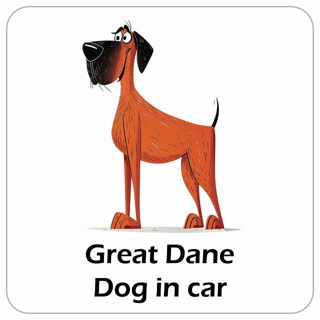 Great Dane グレートデーン DOG IN CAR アメリカン カートゥーン スタイル アニメ風 ステッカー 13x13cm 正方形
