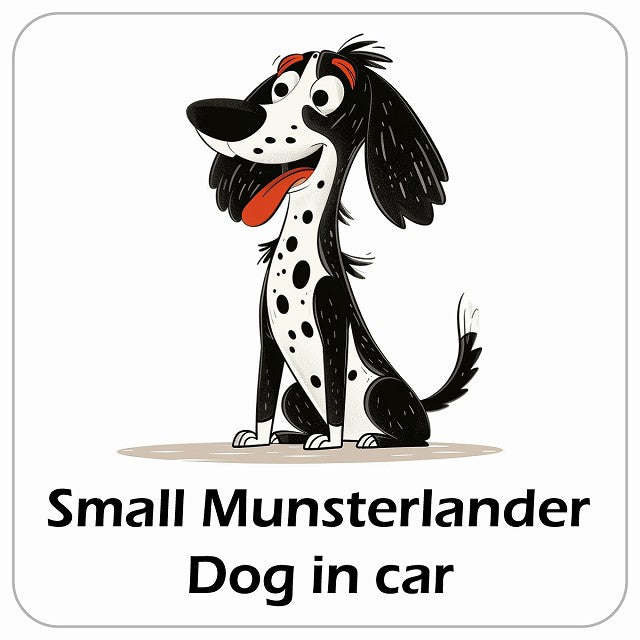 Small Munsterlander スモールミュンスターレンダー DOG IN CAR アメリカン カートゥーン スタイル アニメ風 ステッカー 13x13cm 正方形