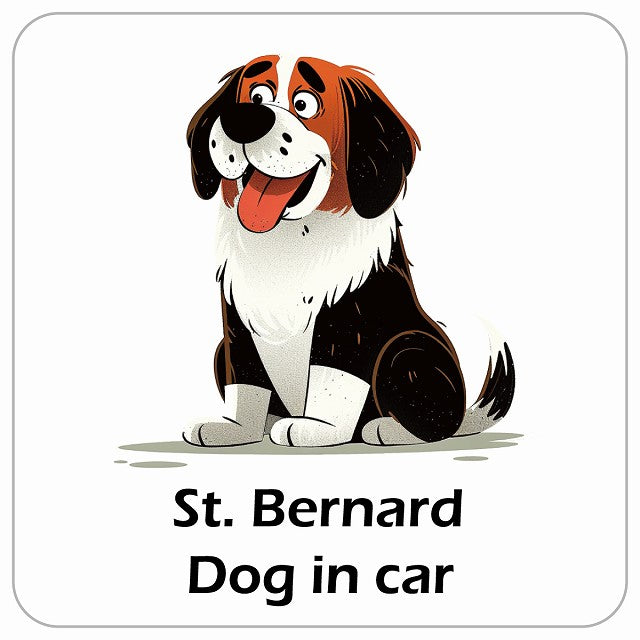 St. Bernard セントバーナード DOG IN CAR アメリカン カートゥーン スタイル アニメ風 ステッカー 13x13cm 正方形