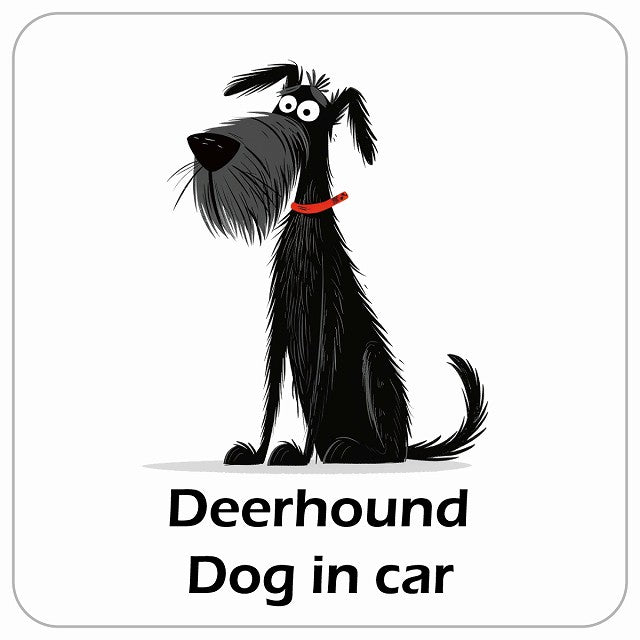 Deerhound ディアハウンド DOG IN CAR アメリカン カートゥーン スタイル アニメ風 ステッカー 13x13cm 正方形