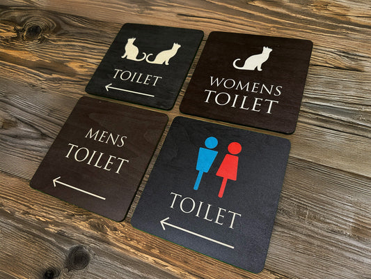 木のぬくもりを感じる木製トイレサイン｜14×14cm 正方形プレート