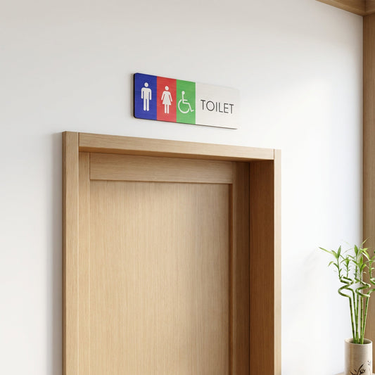 【横長タイプ木製トイレサイン】視認性で選べる3サイズ（12×4cm／18×6cm／27×9cm）