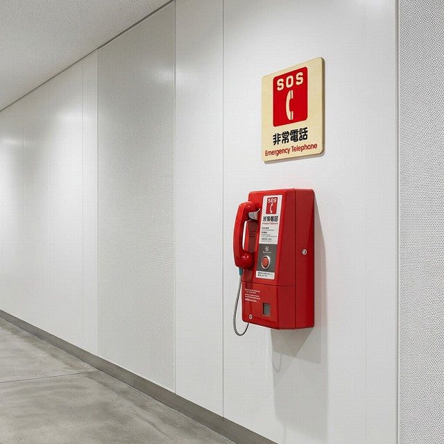 SOS 非常電話 木製プレート 正方形 看板 サインプレート 表示プレート ピクトサイン ピクトグラム 選べるサイズ