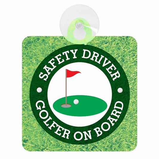 GOLFER ON BOARD ゴルファー ゴルフ カップ ゴルフボール 車用吸盤付サイン 12.4x14.6cm 表示プレート