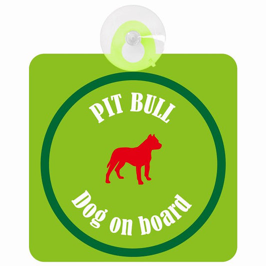 Pit Bull ピットブル ライトグリーン＆グリーン DOG IN CAR カラフル 車用吸盤付サイン 12.4x14.6cm