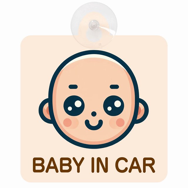 baby in car A1タイプ 車用吸盤付サイン 12.4x14.6cm 表示プレート