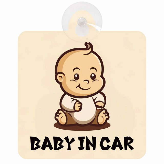 baby in car A6タイプ 車用吸盤付サイン 12.4x14.6cm 表示プレート