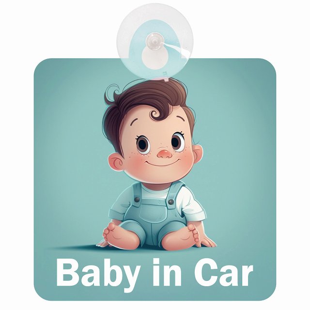 baby in car A9タイプ 車用吸盤付サイン 12.4x14.6cm 表示プレート