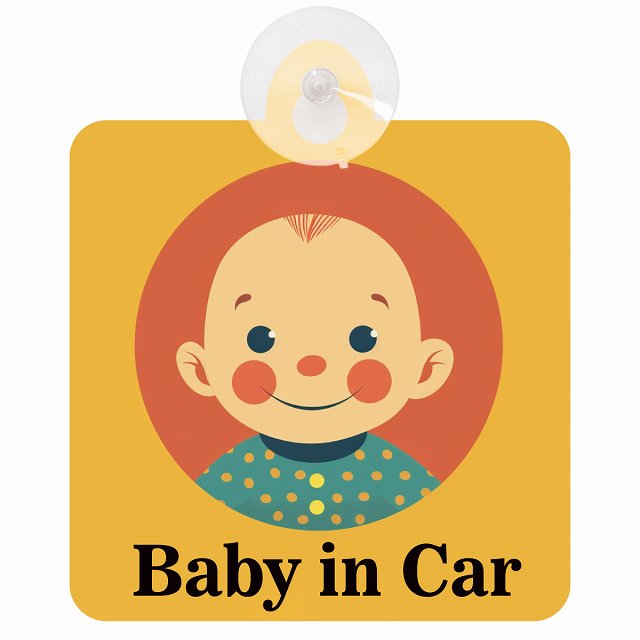 baby in car A10タイプ 車用吸盤付サイン 12.4x14.6cm 表示プレート
