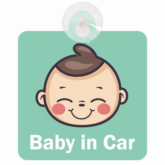 baby in car B2タイプ 車用吸盤付サイン 12.4x14.6cm 表示プレート