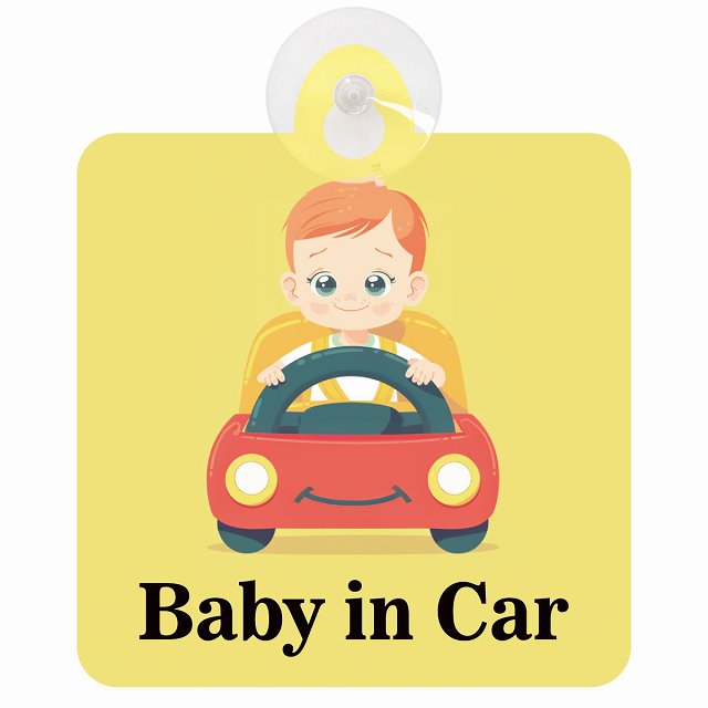 baby in car B10タイプ 車用吸盤付サイン 12.4x14.6cm 表示プレート