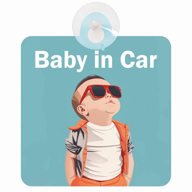baby in car C1タイプ 車用吸盤付サイン 12.4x14.6cm