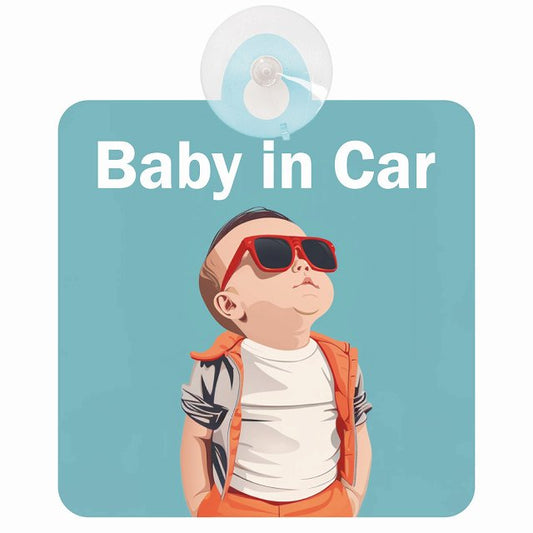 baby in car C1タイプ 車用吸盤付サイン 12.4x14.6cm