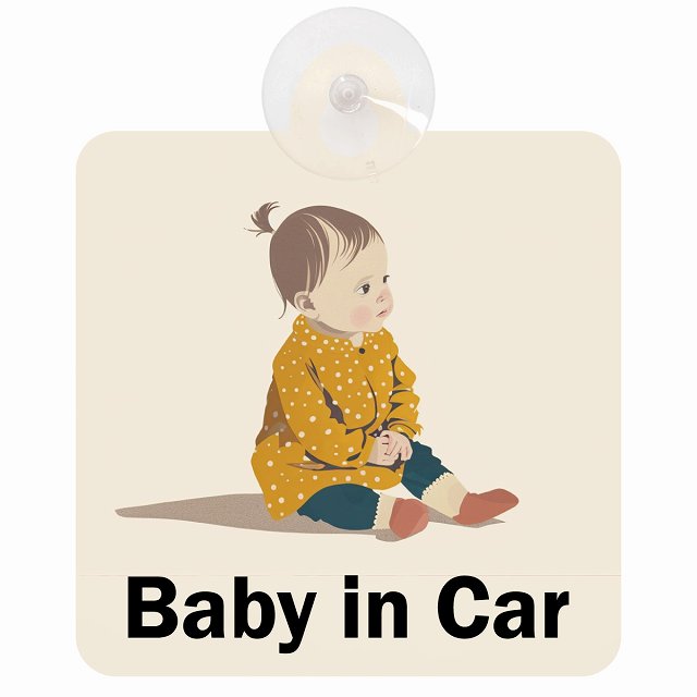 baby in car C3タイプ 車用吸盤付サイン 12.4x14.6cm 表示プレート