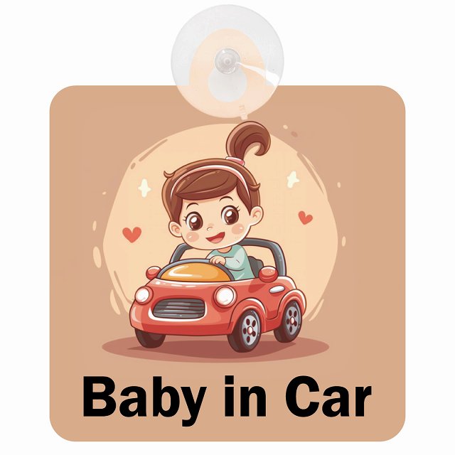 baby in car C4タイプ 車用吸盤付サイン 12.4x14.6cm 表示プレート