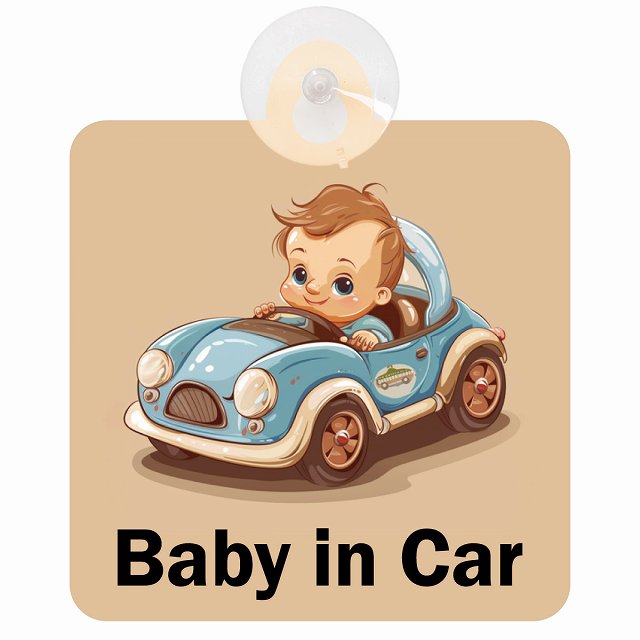 baby in car C5タイプ 車用吸盤付サイン 12.4x14.6cm 表示プレート