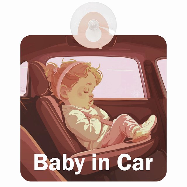 baby in car C7タイプ 車用吸盤付サイン 12.4x14.6cm 表示プレート