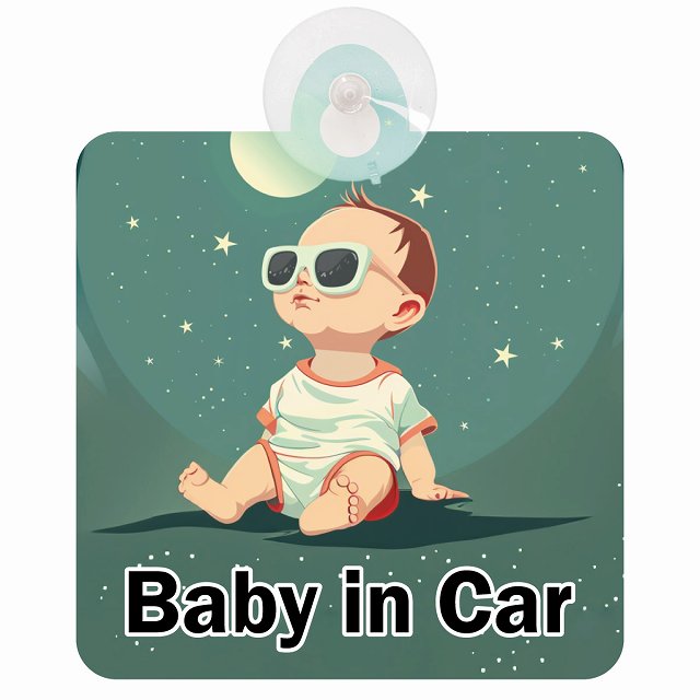 baby in car C8タイプ 車用吸盤付サイン 12.4x14.6cm 表示プレート