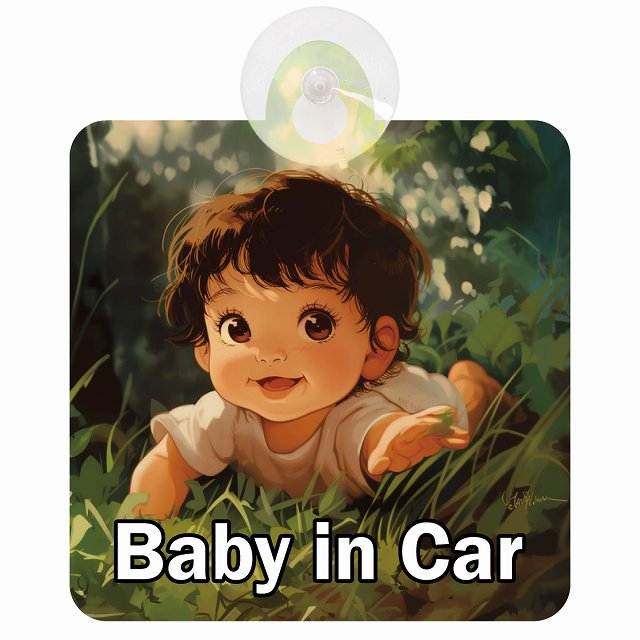 baby in car C9タイプ 車用吸盤付サイン 12.4x14.6cm 表示プレート