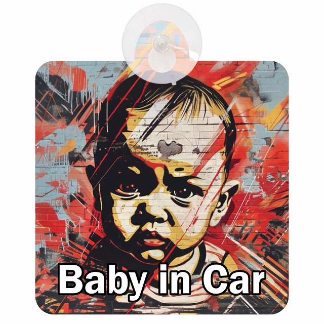 baby in car D10タイプ 車用吸盤付サイン 12.4x14.6cm 表示プレート