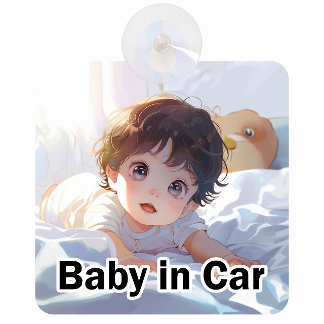 baby in car E3タイプ 車用吸盤付サイン 12.4x14.6cm 表示プレート
