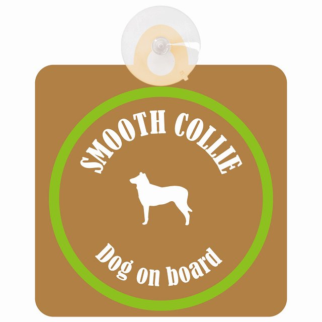 Smooth Collie スムースコリー ブラウン＆グリーン DOG IN CAR カラフル 車用吸盤付サイン 12.4x14.6cm