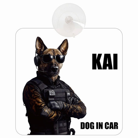 KAI 甲斐犬 DOG IN CAR セキュリティガード風 ちょい悪 車用吸盤付サイン 12.4x14.6cm