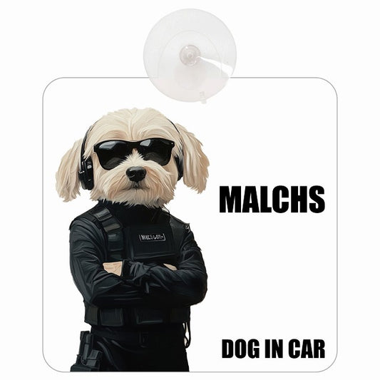 MALCHS マルックス DOG IN CAR セキュリティガード風 ちょい悪 車用吸盤付サイン 12.4x14.6cm