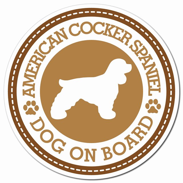 American Cocker Spaniel アメリカンコッカースパニエル ブラウン 肉球 Dog on board マグネット 車用 直径13cm 丸型 カーマグネット