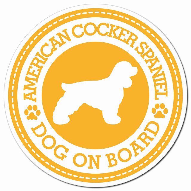 American Cocker Spaniel アメリカンコッカースパニエル イエロー 肉球 Dog on board マグネット 車用 直径13cm 丸型 カーマグネット