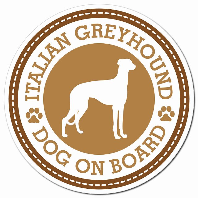 Italian Greyhound イタリアングレーハウンド ブラウン 肉球 Dog on board マグネット 車用 直径13cm 丸型 カーマグネット