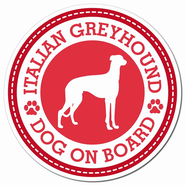 Italian Greyhound イタリアングレーハウンド レッド 肉球 Dog on board マグネット 車用 直径13cm 丸型 カーマグネット